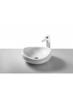 Lavabo de sobre encimera Urbi 1 en acabado blanco.